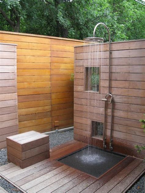 33 design ideas for wooden and metal outdoor shower enclosures|diy outdoor shower enclosures.